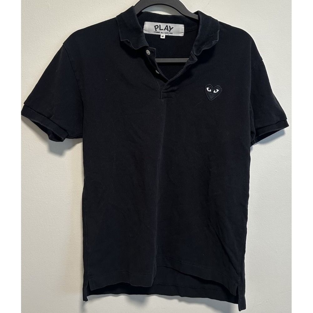 Comme des Garcons Black Embroidered Heart Polo Men's Sz Medium